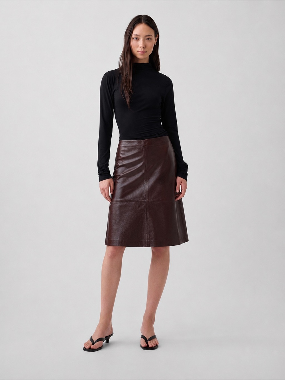 Vintage GAP Genuine Leather Brown Skirt A Line Pieced Size 4 *205
